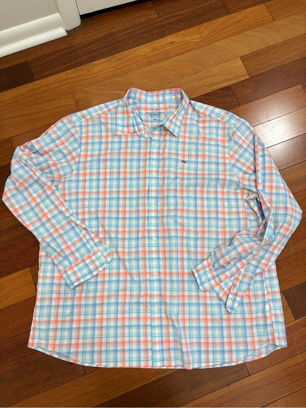 Vineyard Vines performanceMen's Long-Sleeve Plaid Button-Up Shirt XXL summer